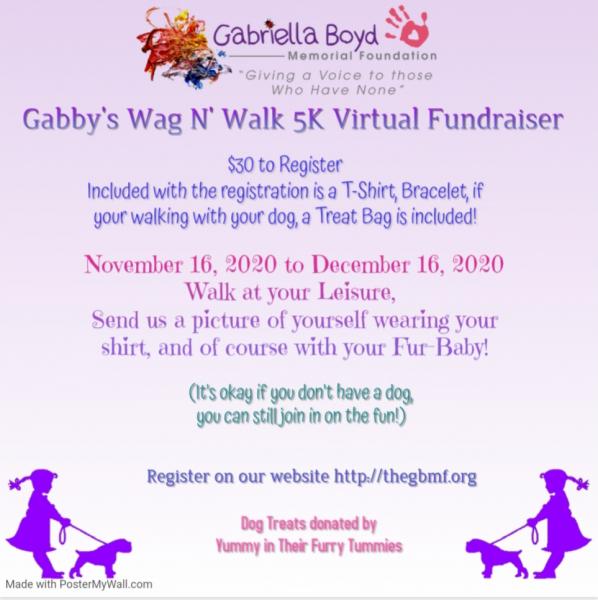 Gabby's Wag N' Walk 5K Virtual Fundraiser